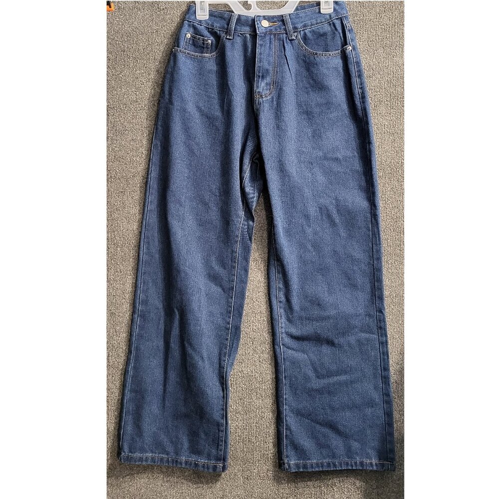 Mens Blue Jeans Size 27" x 28" 100% Polyester 8" wide Legs New Unbranded Relaxed